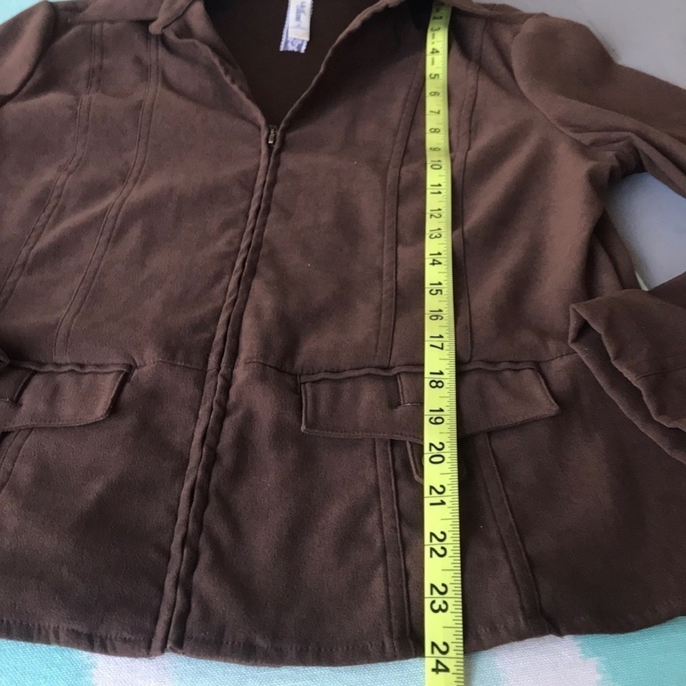 LA Blues Brown Faux Suede Zip Front Blazer Jacket Medium - Picture 7 of 7